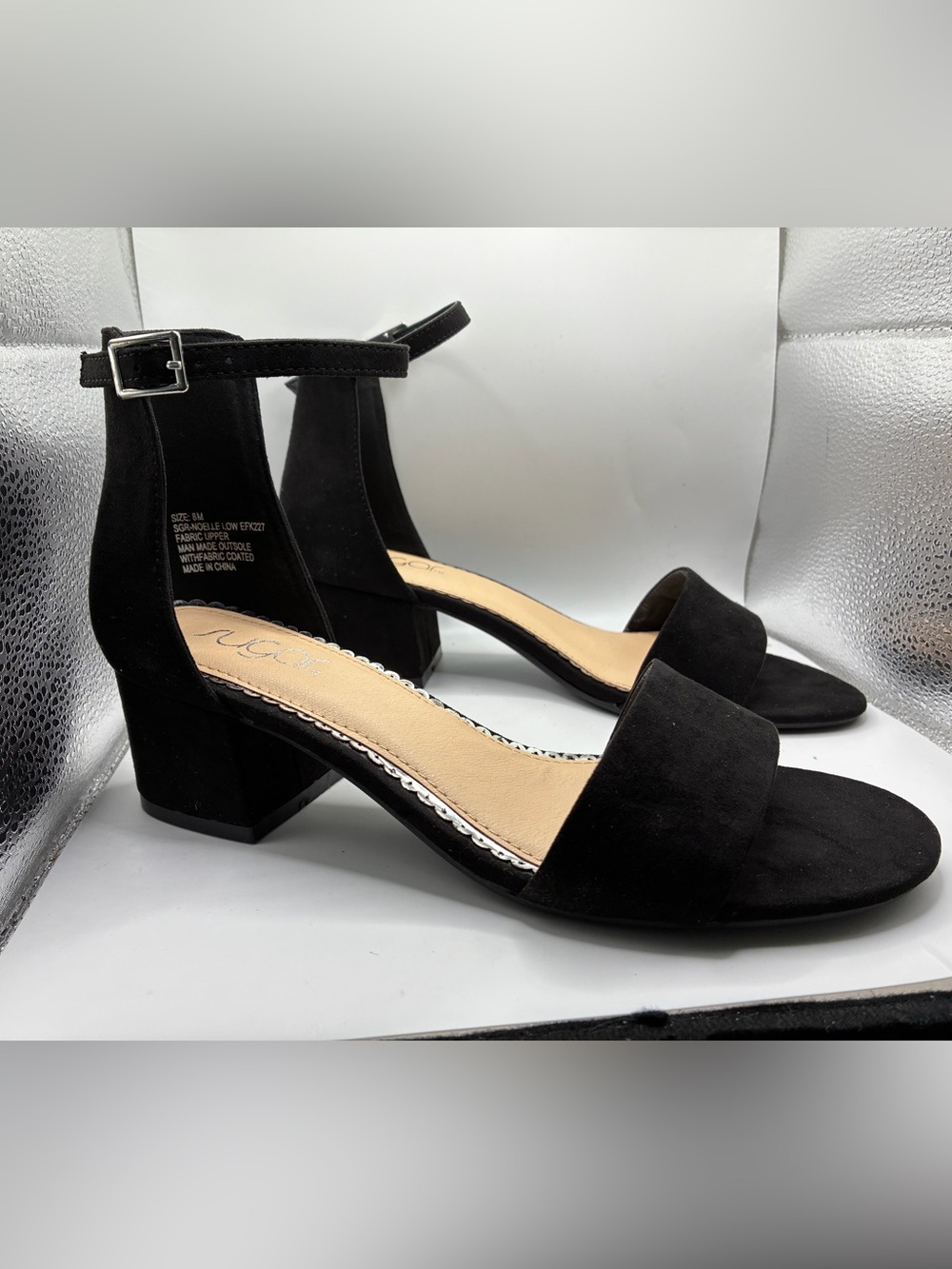 Sugar Noelle Black Ankle Strap Block Heel Sandals Women’s 8M NWT